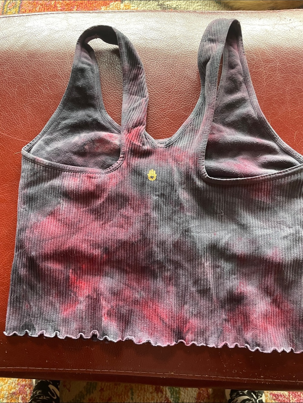 Spiritual Gangster Black & Pink Tie-Dye Crop Tank, Size L - Picture 2 of 6